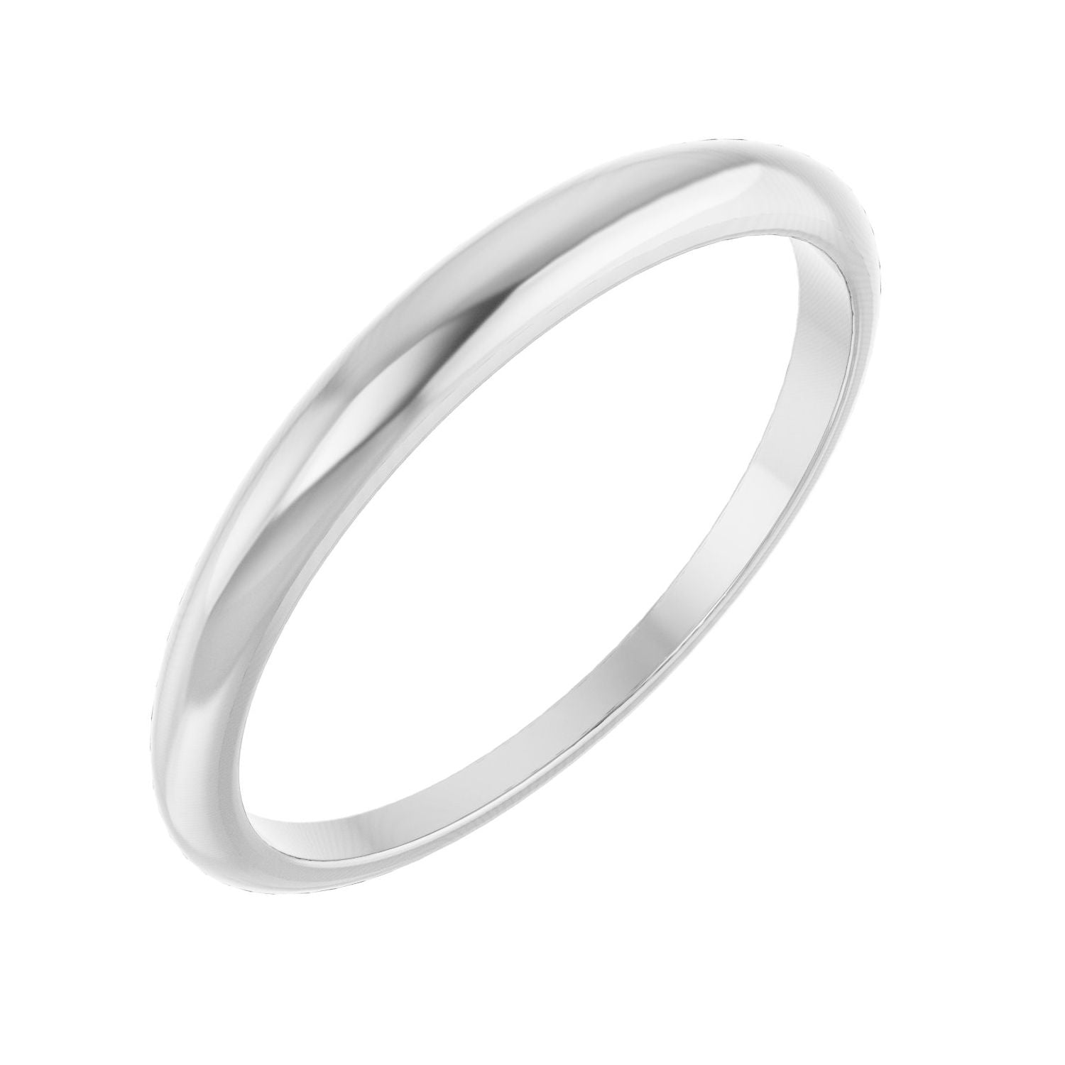 2.5mm Tapered Half-Round Stacking Band in White Gold