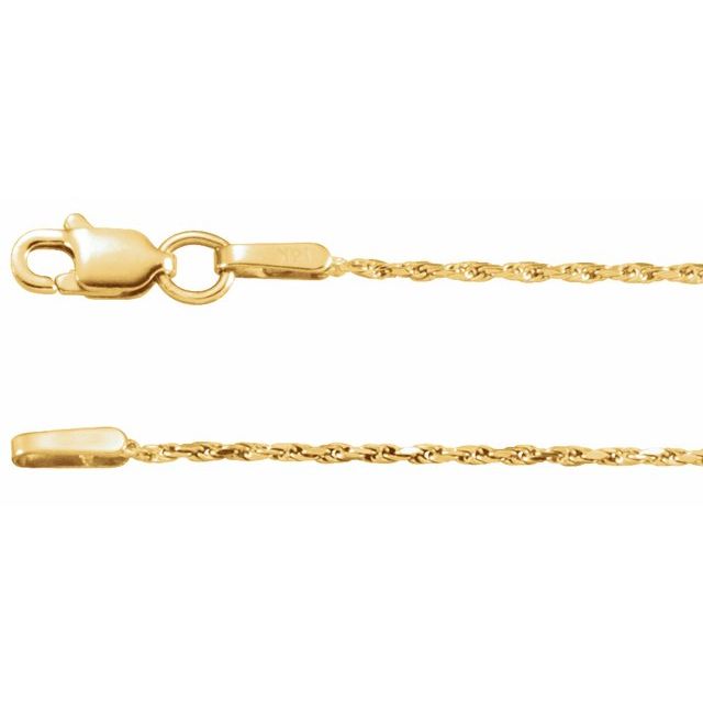 1mm diamond-cut rope chain necklace in 10k yellow gold, 16 inch