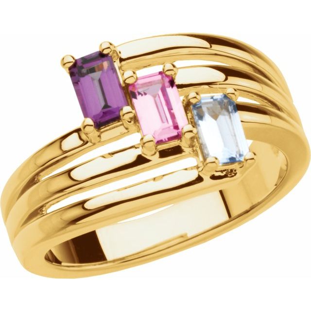 Emerald-Cut Emerald Three-Stone Ring