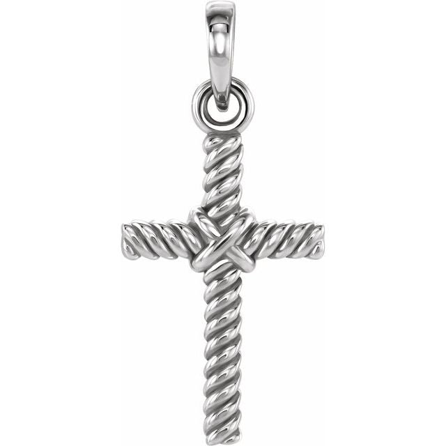 rope-textured cross pendant in 14k white gold