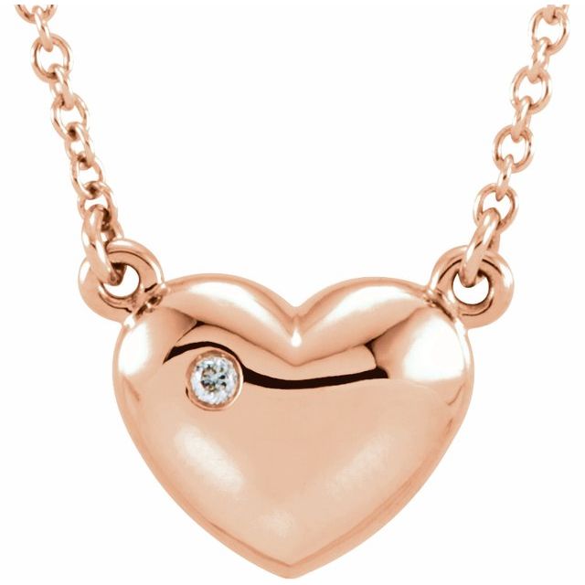 diamond accent heart necklace in 14k rose gold