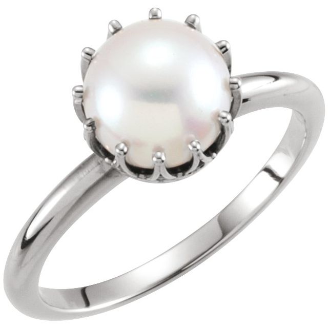 cultured pearl crown ring in 14k white gold