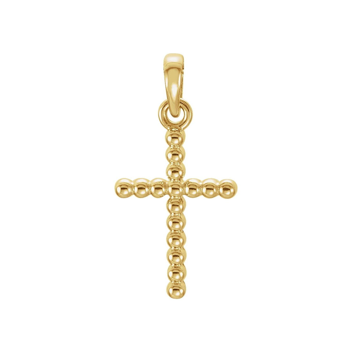 Beaded Cross Pendant in 14K Yellow Gold