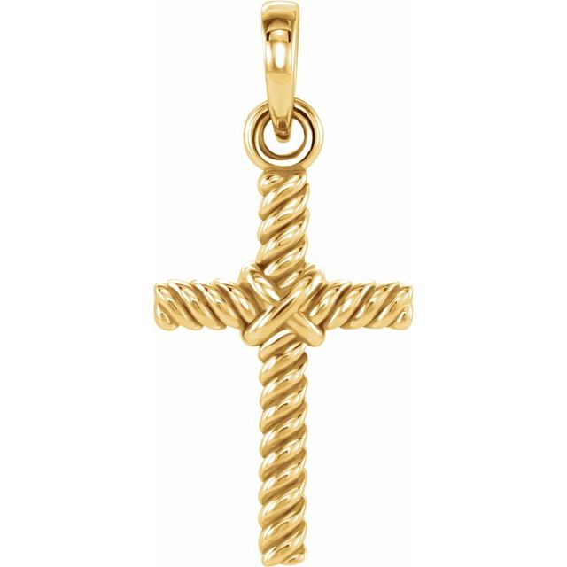 rope-textured cross pendant in 14k yellow gold
