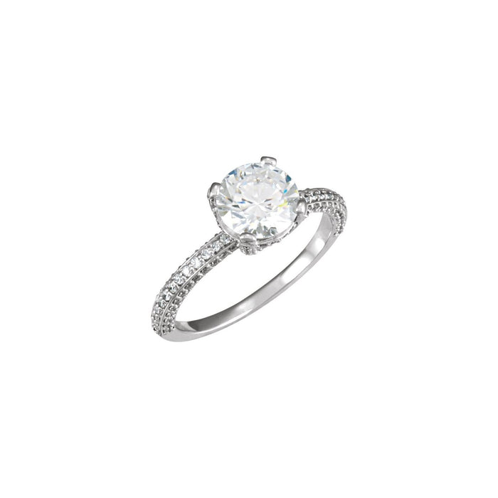 Round Pavé Moissanite Engagement Ring