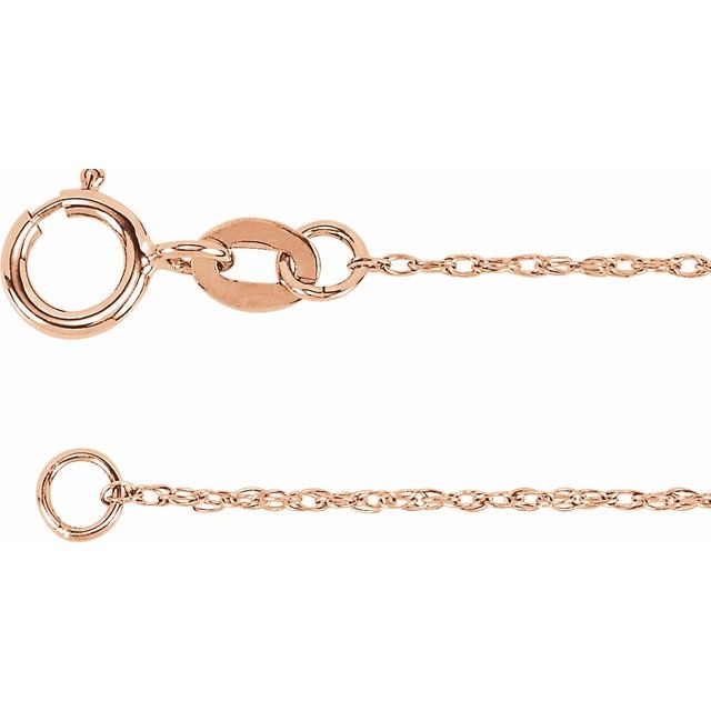 1mm rope chain necklace in 14k rose gold, 16 inch