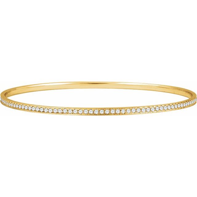 shared-prong diamond bangle bracelet in 14k yellow gold