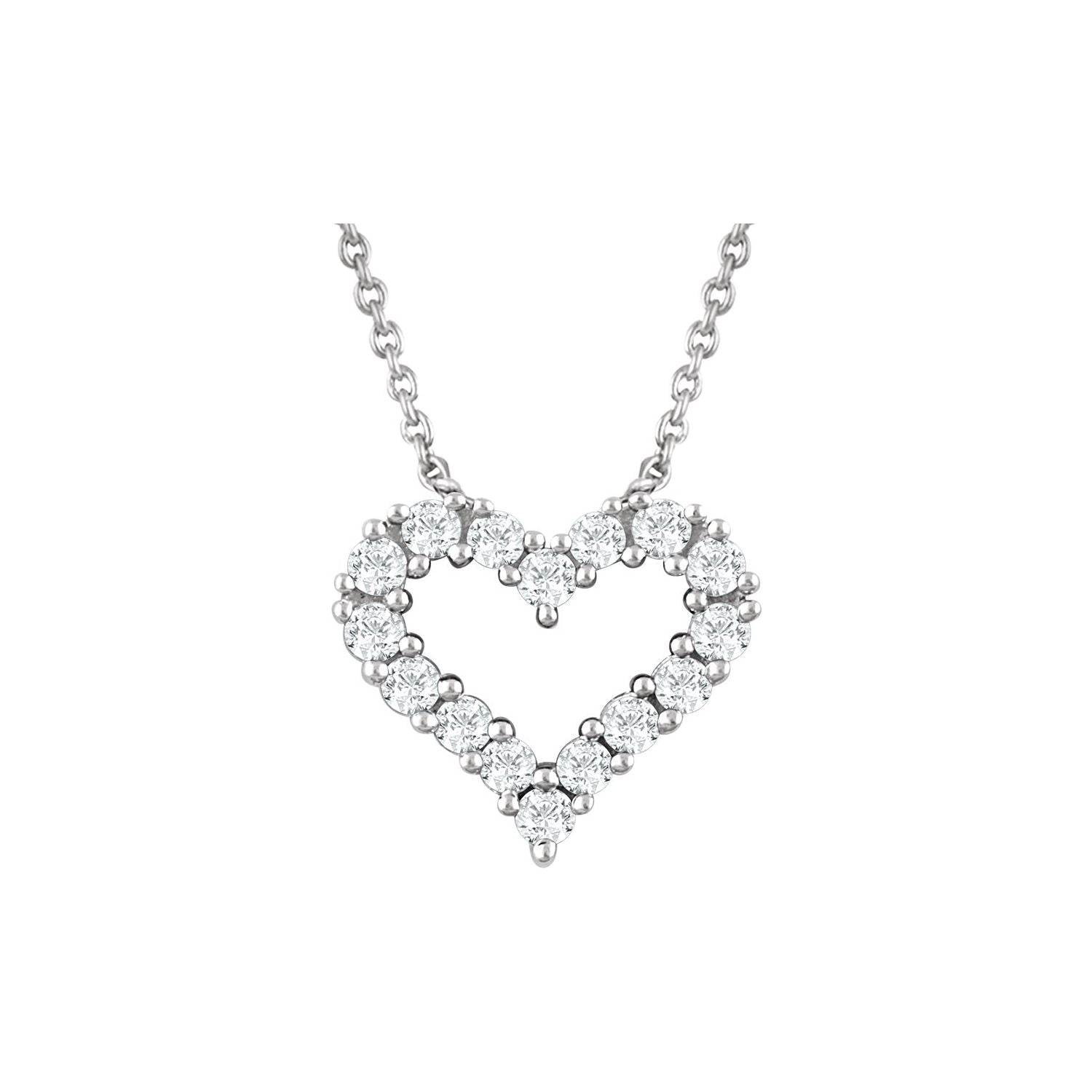 14K White Gold 1/4 ct natural diamond heart pendant necklace