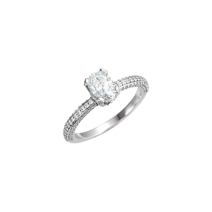 Oval Pavé Moissanite Engagement Ring