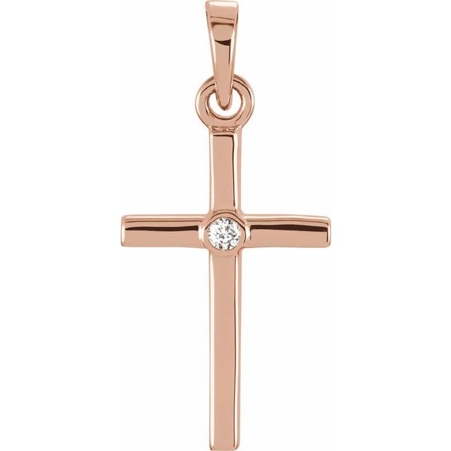 diamond-accented cross pendant in 14k rose gold
