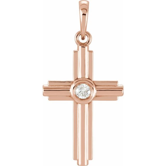 bright-set diamond cross pendant in 14k rose gold