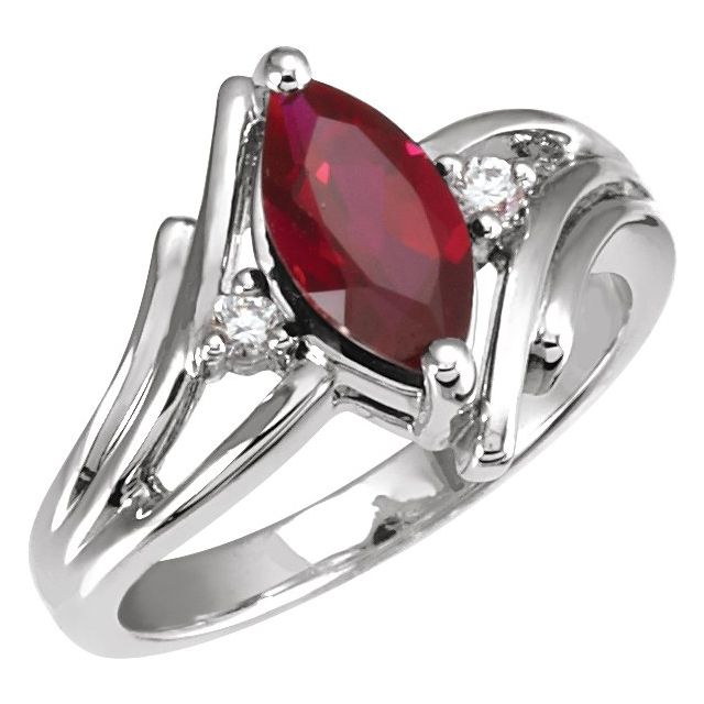 Marquise Ruby Twist Bypass Ring