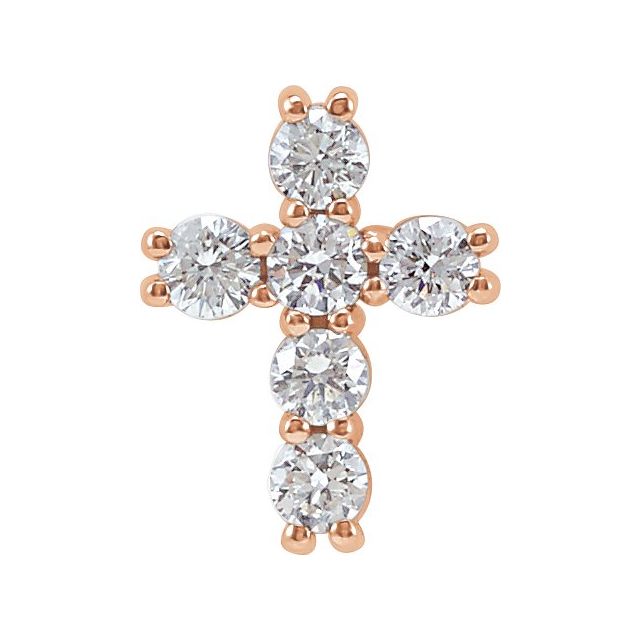 pave diamond cathedral cross pendant in 14k rose gold