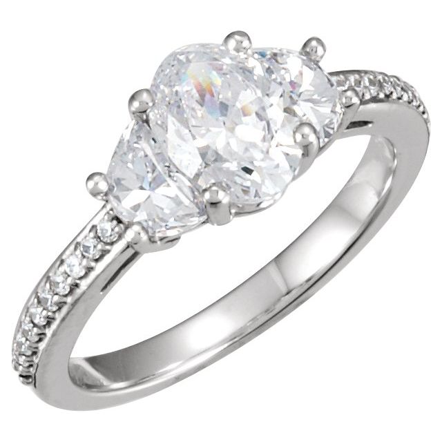Oval Blue Sapphire Three-Stone Engagement Ring