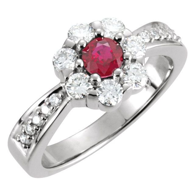 Round Ruby Petite Cluster Ring