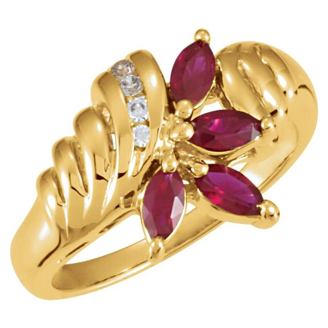 Marquise Sapphire Grooved Ribbon Ring