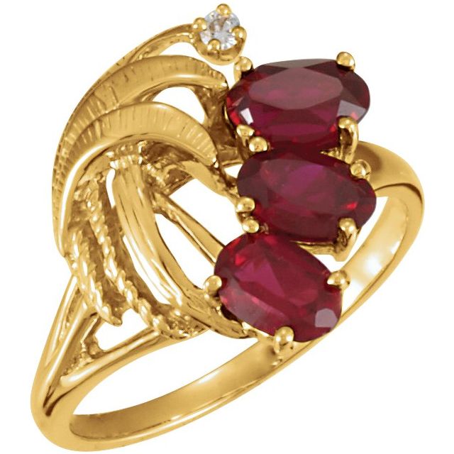 Cardinal Trio Oval Garnet Ring