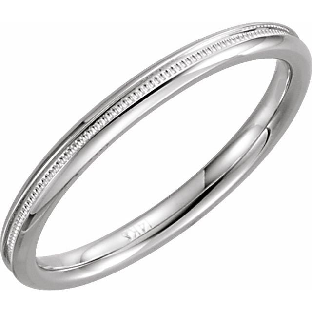 2mm milgrain comfort-fit stacking band in 14K White Gold