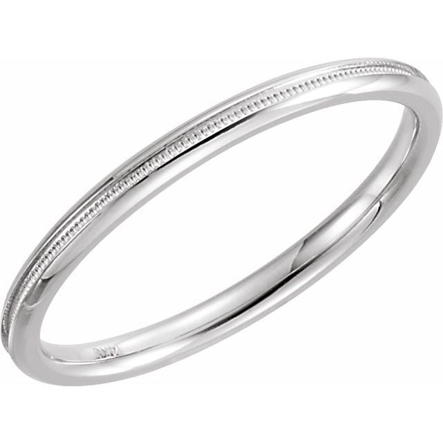 2mm milgrain comfort-fit stacking band in Platinum