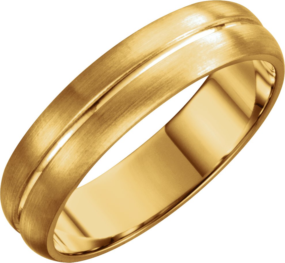 5mm grooved wedding band in 18K Yellow Gold