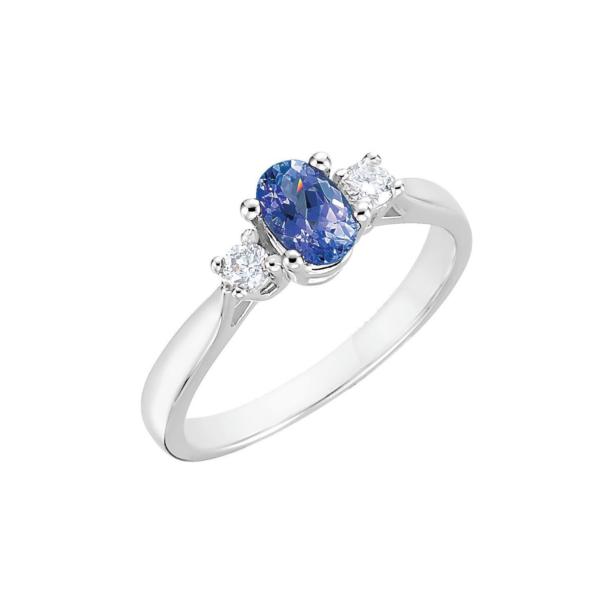 Natural Tanzanite & Diamond Ring in 14K White Gold - natural tanzanite