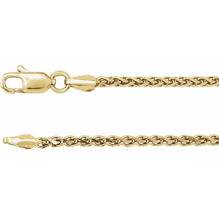 2mm Diamond-Cut Wheat Chain Necklace | Diamond & Sapphire