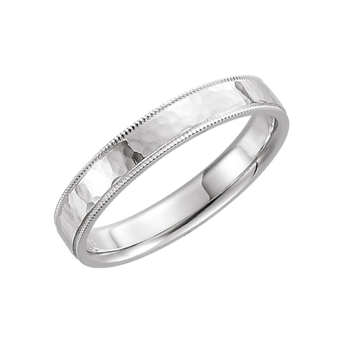 2mm Milgrain-Edge Flat Stacking Band in White Gold