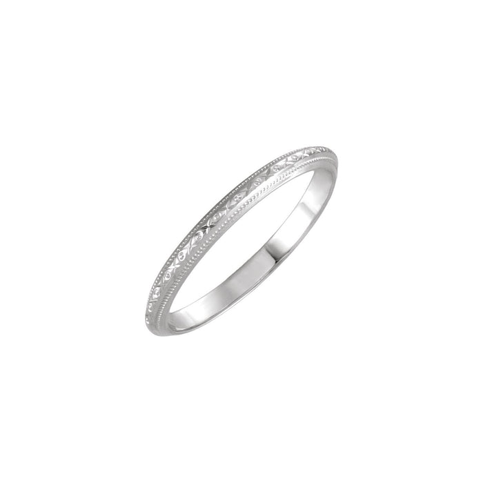 2mm Milgrain Geometric Stacking Ring in White Gold