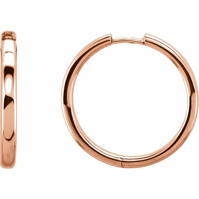 statement hinged gold hoop earrings in 14k rose gold, 29 mm