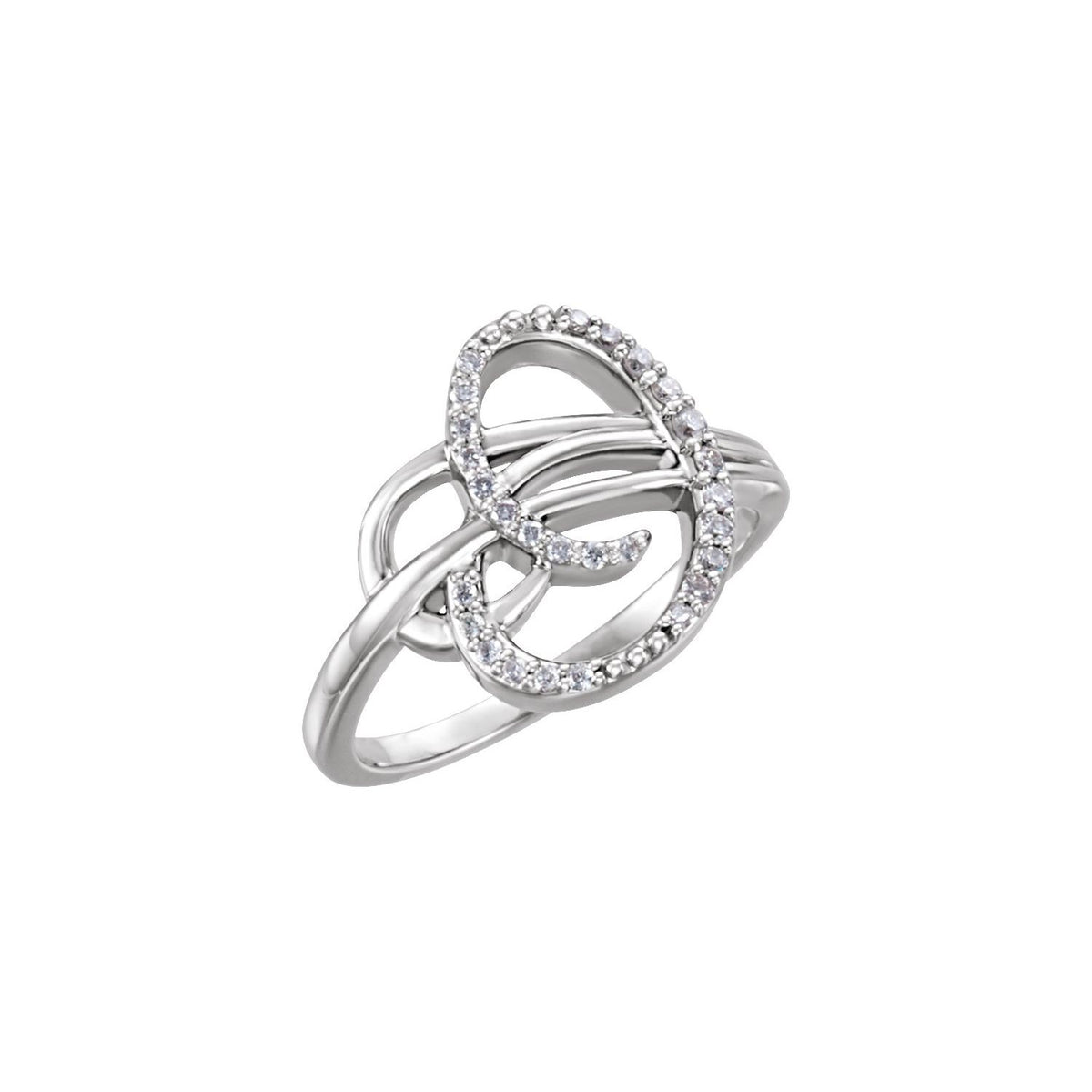 Round Freeform Natural Diamond Ring in 14K White Gold
