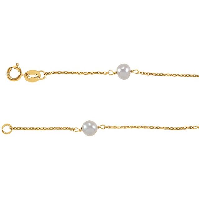 petite freshwater pearl bracelet in 14k yellow gold