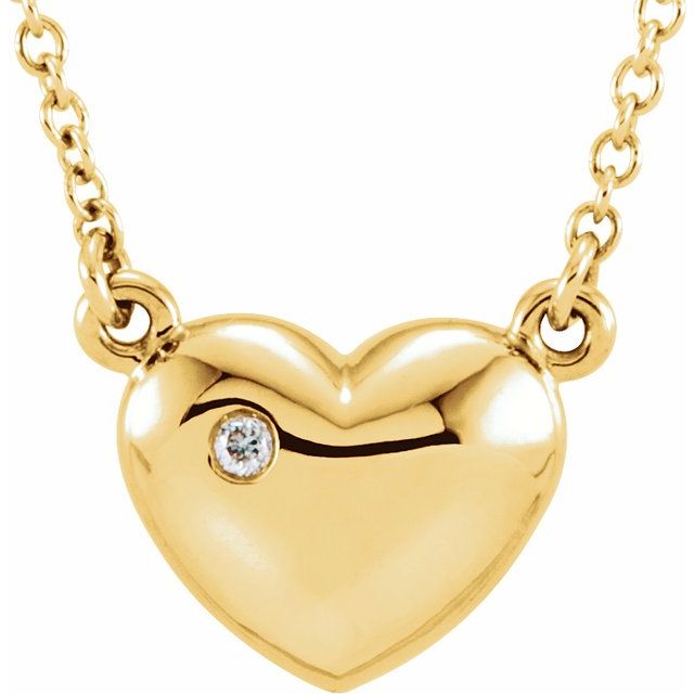 diamond accent heart necklace in 14k yellow gold