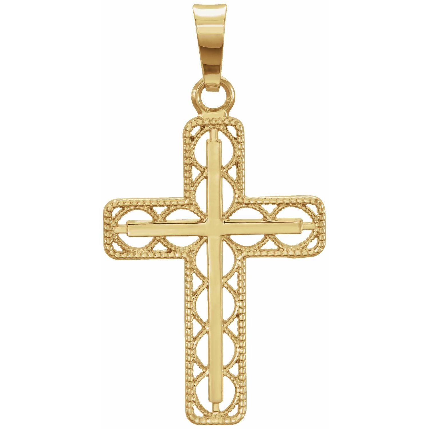 Filigree Cross Pendant in 14K Yellow Gold
