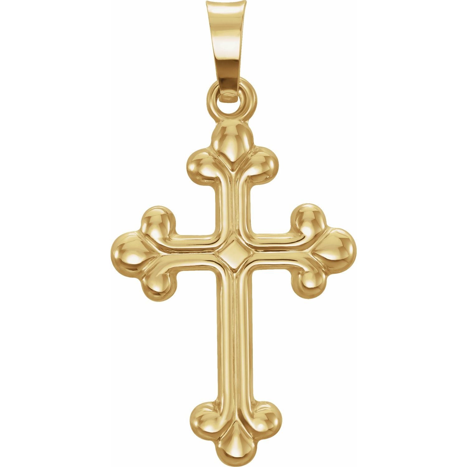 Polished Hollow Cross Pendant in 14K Yellow Gold