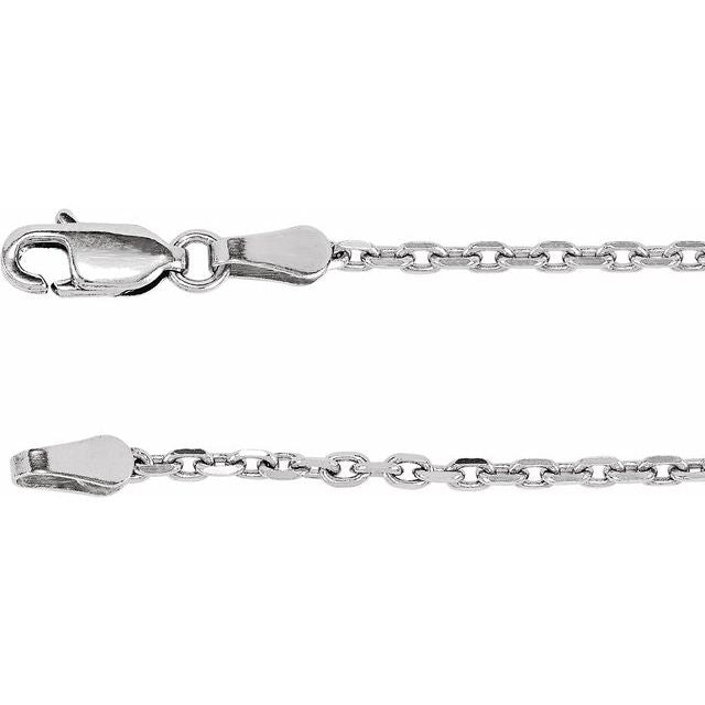 2mm diamond-cut cable chain necklace in 14k white gold, 16"