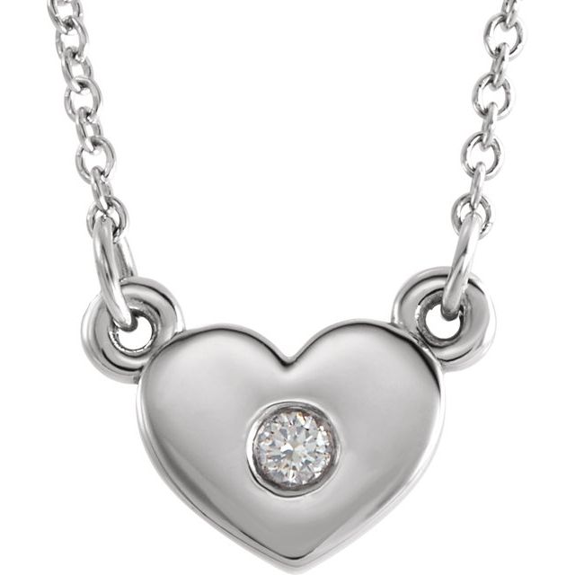 petite diamond heart necklace in 14k white gold