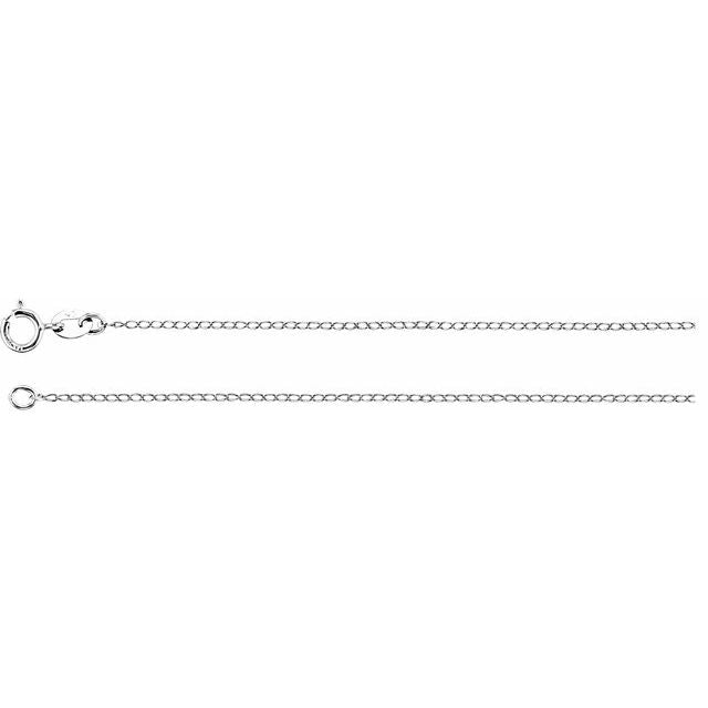 1mm curb chain necklace in 14k white gold, 16 inch
