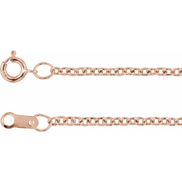 1.5mm cable chain necklace in 14k rose gold, 16"