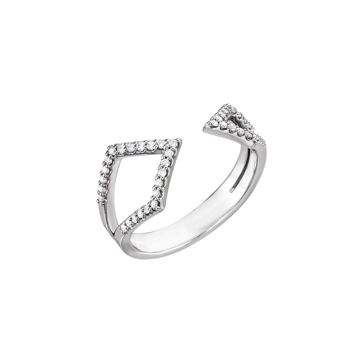Round Geometric Natural Diamond Ring in 14K White Gold