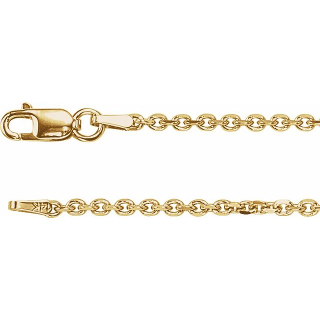 1.7mm diamond-cut cable chain necklace in 14k yellow gold, 16"