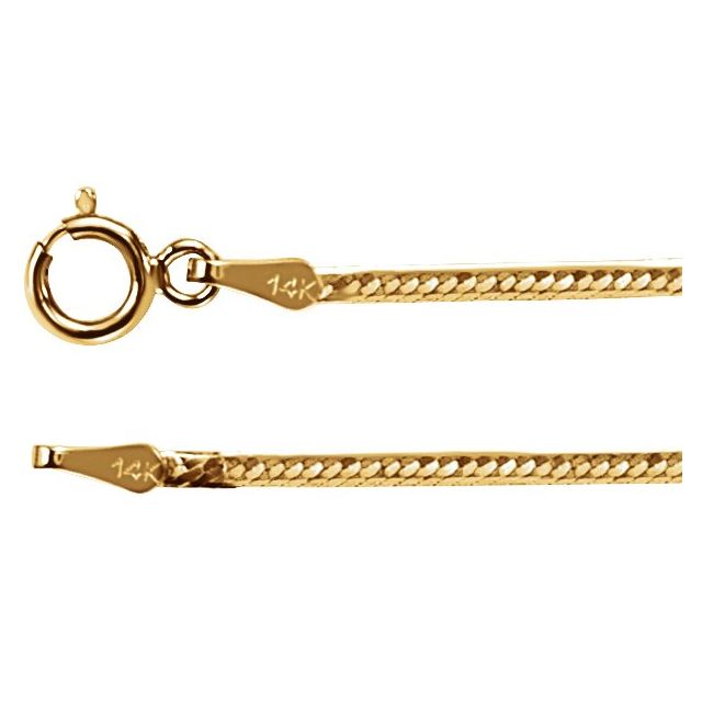 1.5mm delicate herringbone chain necklace in 14k yellow gold, 16 inch