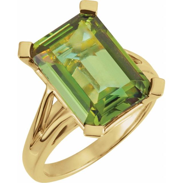 Emerald-Cut Ruby Split-Shank Ring