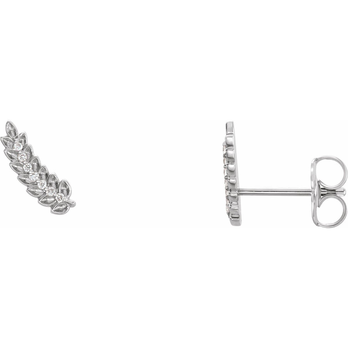 14K White Gold .03 ct tw Diamond Leaf Ear Climbers diamond earrings