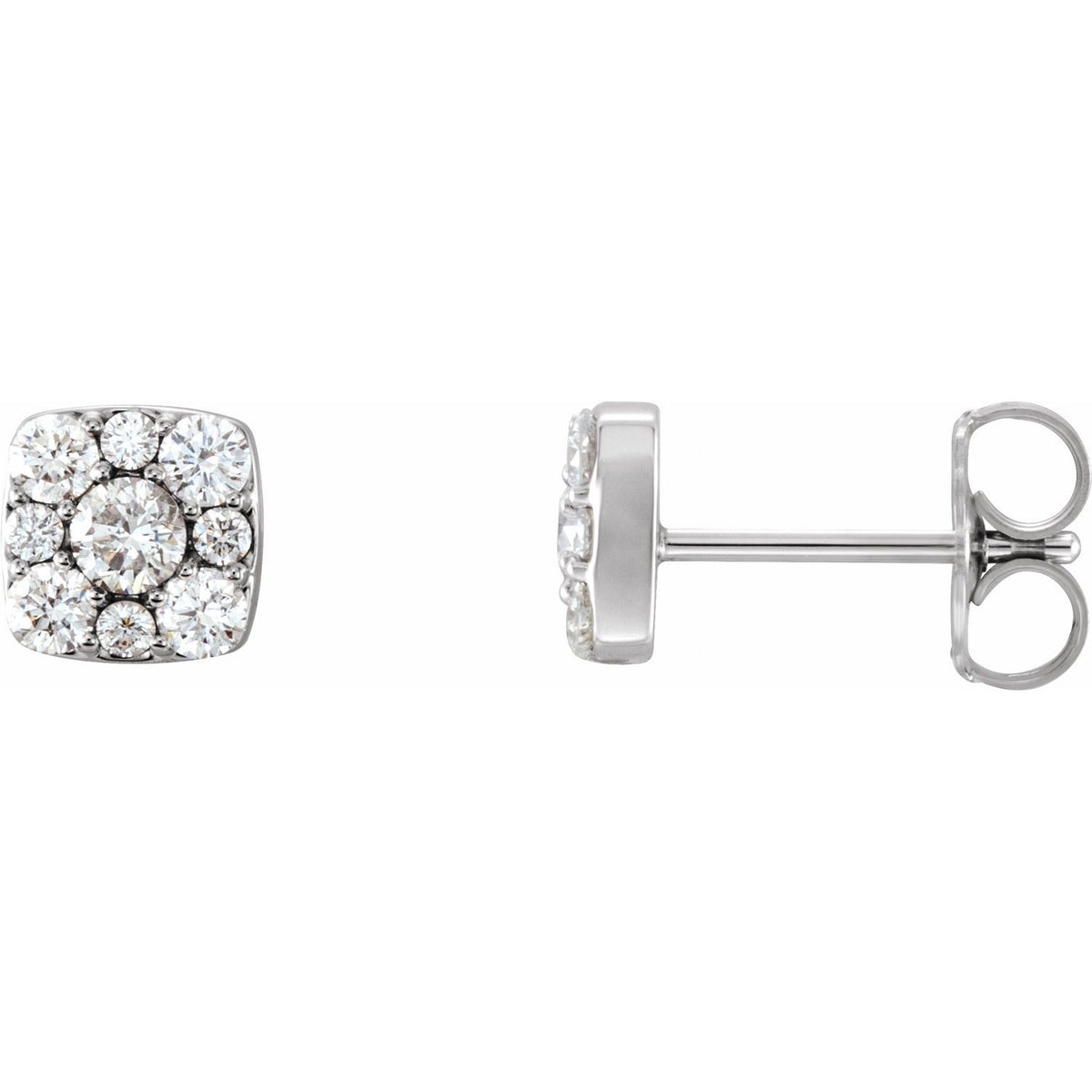 14K White Gold 1/2 ct tw Diamond Halo Cluster Earrings diamond earrings