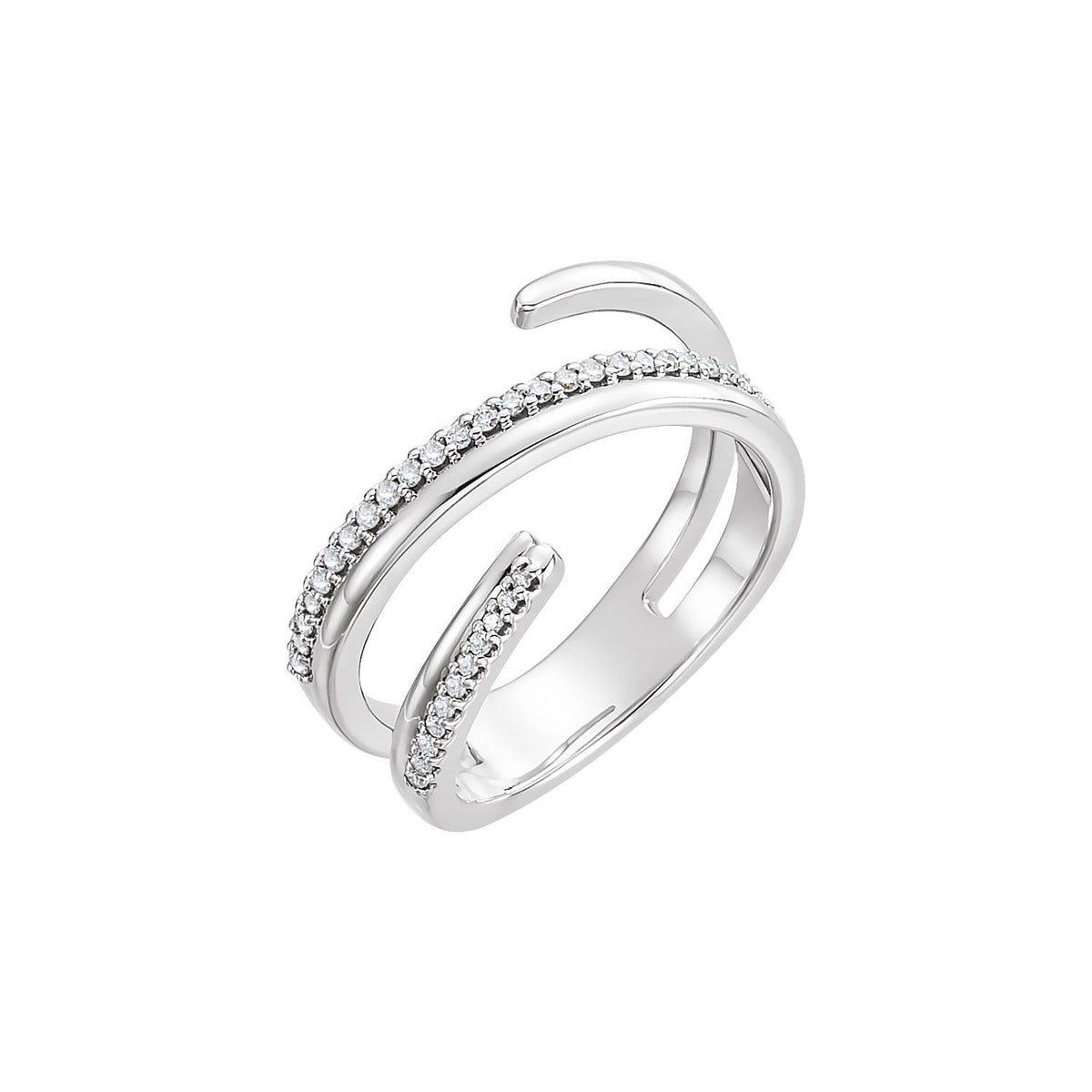 Round Open Natural Diamond Ring in 14K White Gold