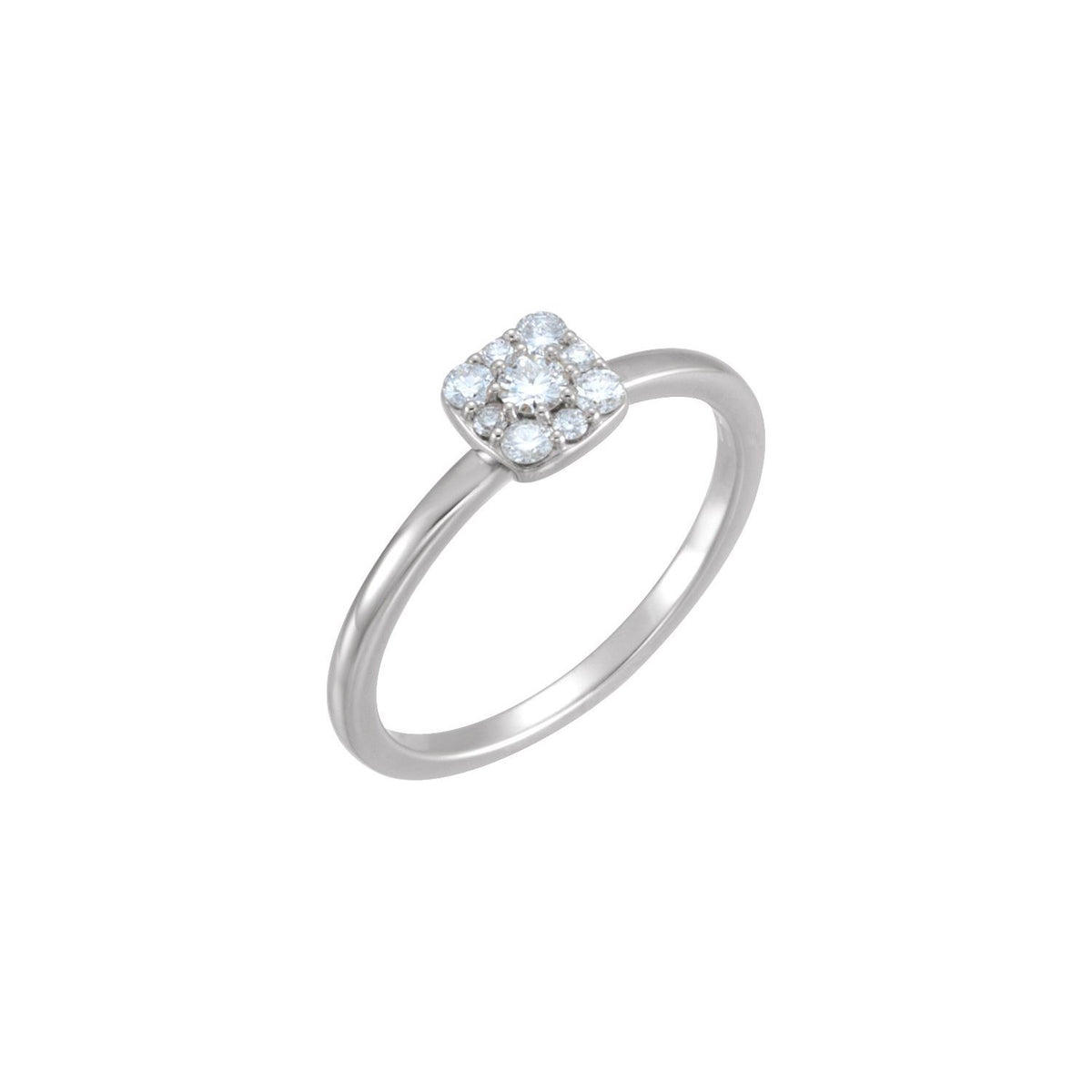 Round Cluster Natural Diamond Ring in 14K White Gold