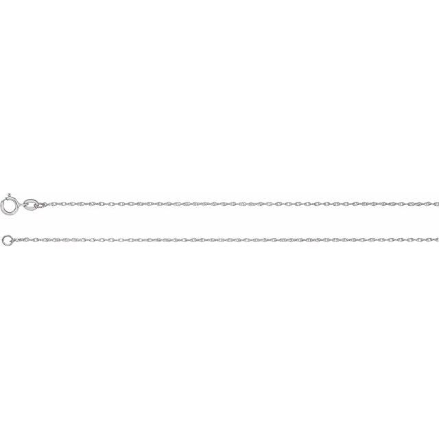 1mm rope chain necklace in 14k white gold, 16 inch
