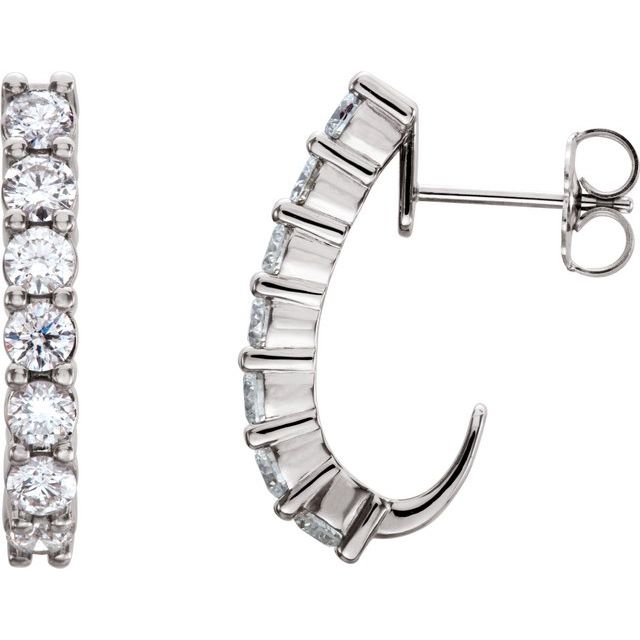 lab-grown diamond j-hoop earrings in 14k white gold