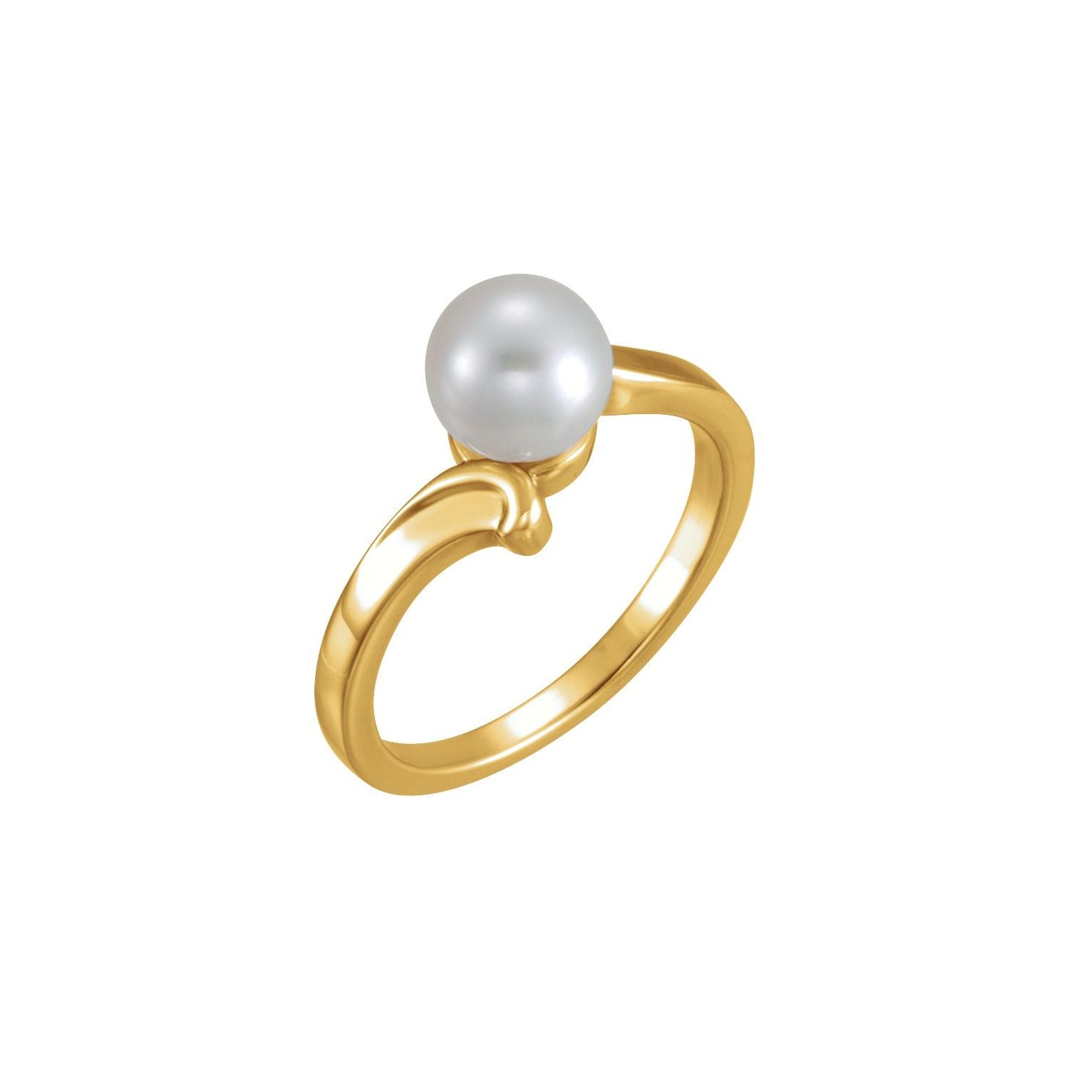 Low-Profile Freshwater Pearl Ring in 14K Yellow Gold