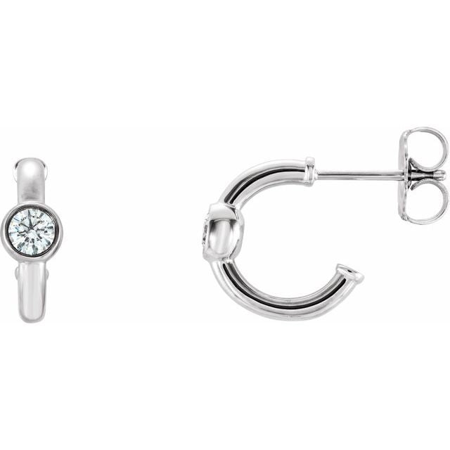 white sapphire huggie hoop earrings in 14k white gold
